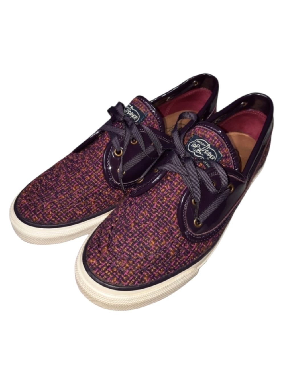 Sperry Top-Sider Seamate Rose Tweed Patent Leather Boat Shoe Sneaker SZ …